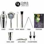 Coffret Cocktail Complet Mélangeur shaker en inox 10 pièces
